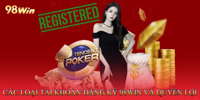 Các loại tài khoản đăng ký 98win và quyền lợi